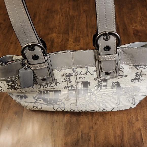 Coach Signature Horse Carriage Canvas and Leather Tote Bag E1049 - Picture 7 of 13